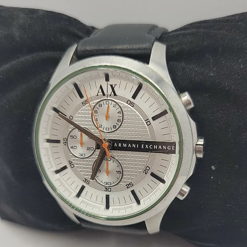Armani Exchange AX2165 Men's Black Leather Analog Dial Quartz Wrist Watch BC607